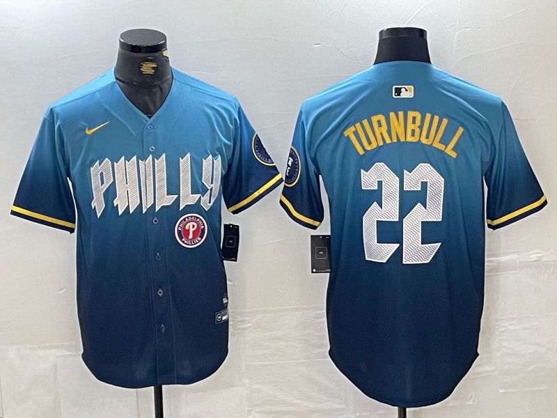 Men Philadelphia Phillies 22 Turnbull Blue City Edition Nike 2024 MLB Jersey style 4